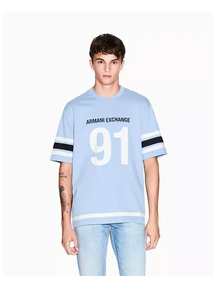 Мужская футболка «91» A|X Armani Exchange — изображение 13 из 15, бежевый/бежевый