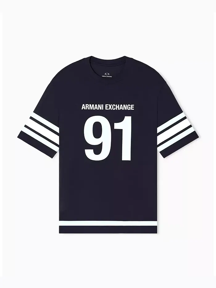 Мужская футболка «91» A|X Armani Exchange — изображение 3 из 15, синий