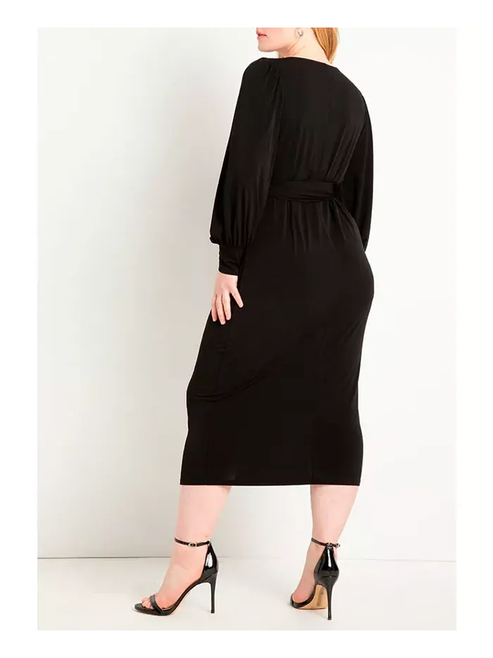 Женское платье миди с перекрестным вырезом Plus Size Eloquii — изображение 2 из 3, черный