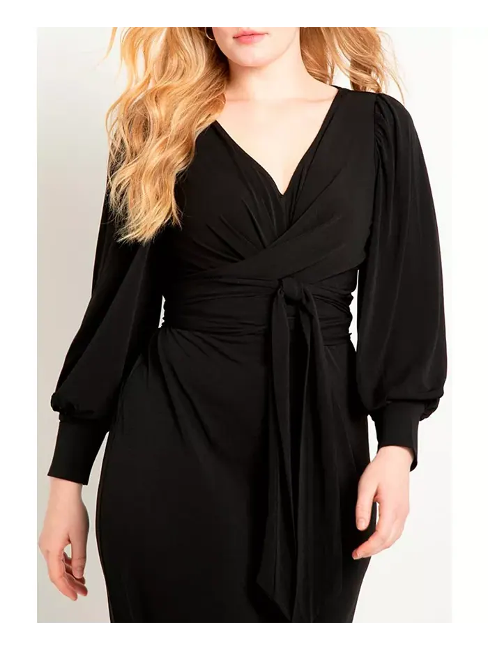 Женское платье миди с перекрестным вырезом Plus Size Eloquii — изображение 3 из 3, черный