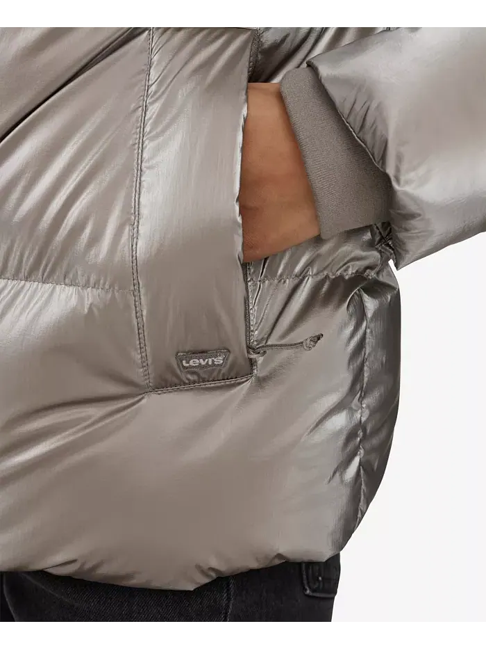 Женская стеганая куртка с капюшоном Puffer Levi's — изображение 12 из 14, черный