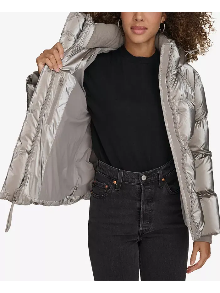 Женская стеганая куртка с капюшоном Puffer Levi's — изображение 8 из 14, черный