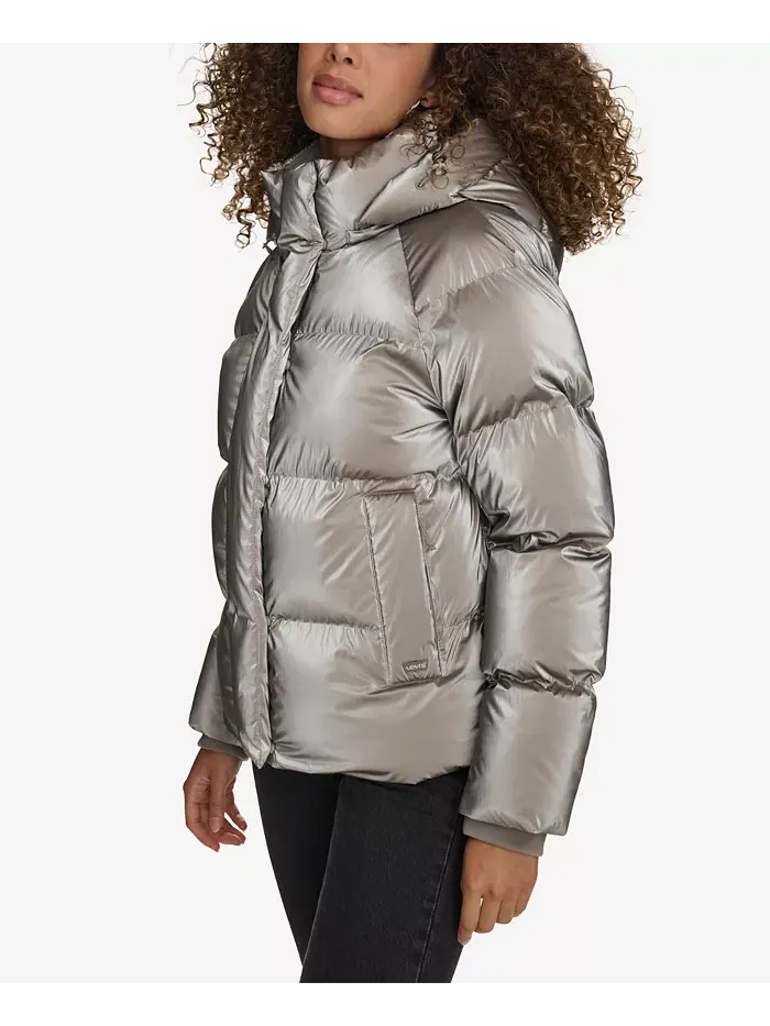Женская стеганая куртка с капюшоном Puffer Levi's — изображение 10 из 14, мавент