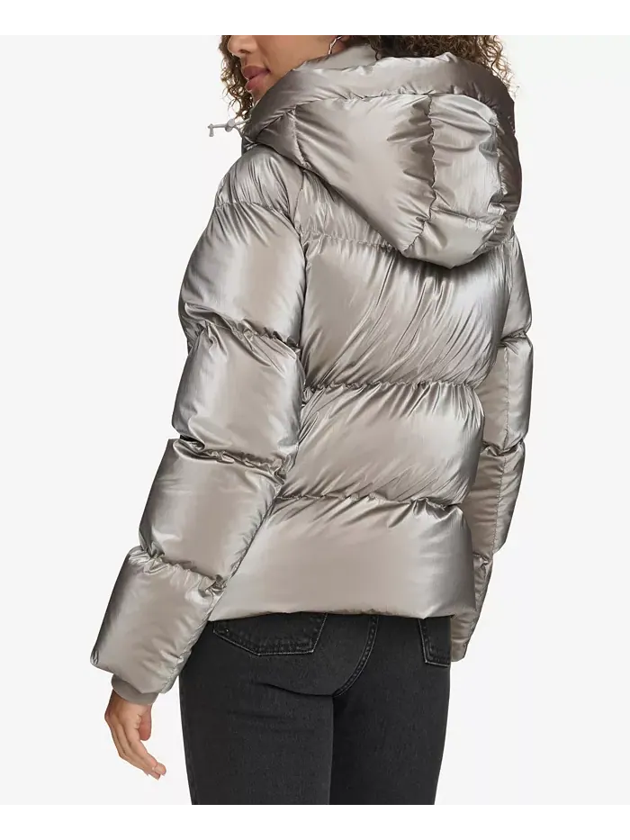 Женская стеганая куртка с капюшоном Puffer Levi's — изображение 3 из 8, серебряный