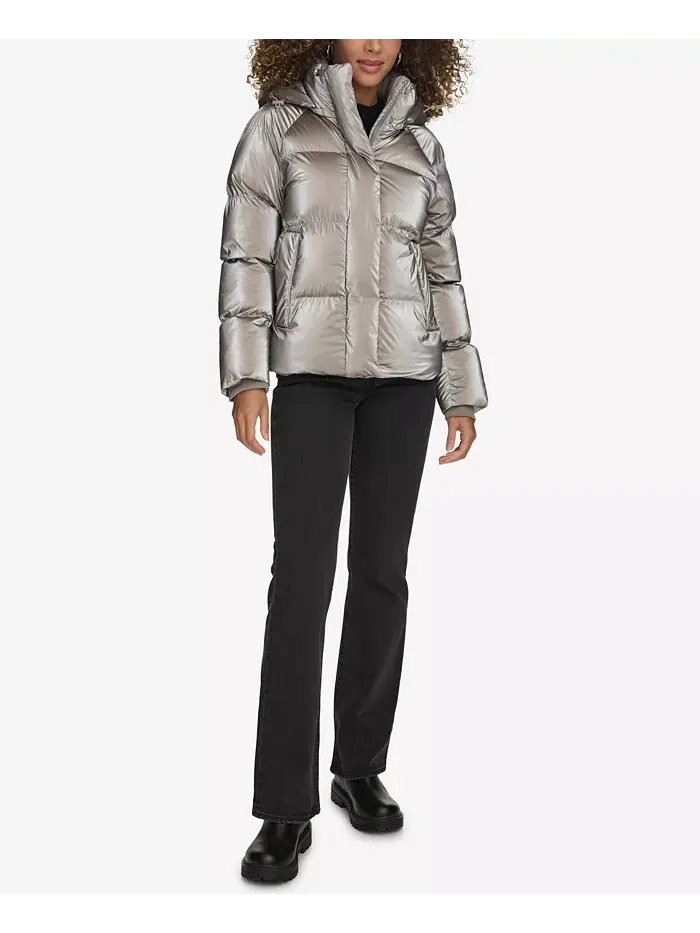 Женская стеганая куртка с капюшоном Puffer Levi's — изображение 5 из 8, серебряный