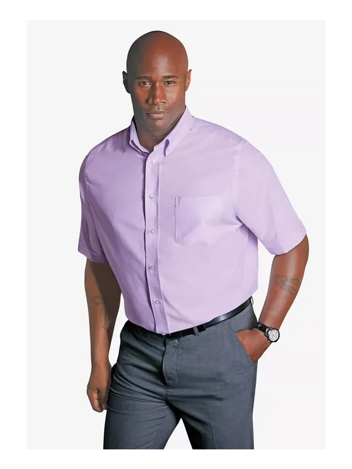 Мужская немнущаяся короткорукавная рубашка Oxford Dress Shirt KingSize — изображение 3 из 3, синий