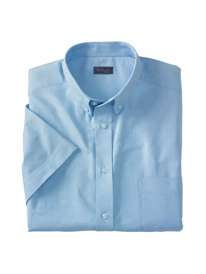 Мужская немнущаяся короткорукавная рубашка Oxford Dress Shirt KingSize — изображение 3 из 3, синий