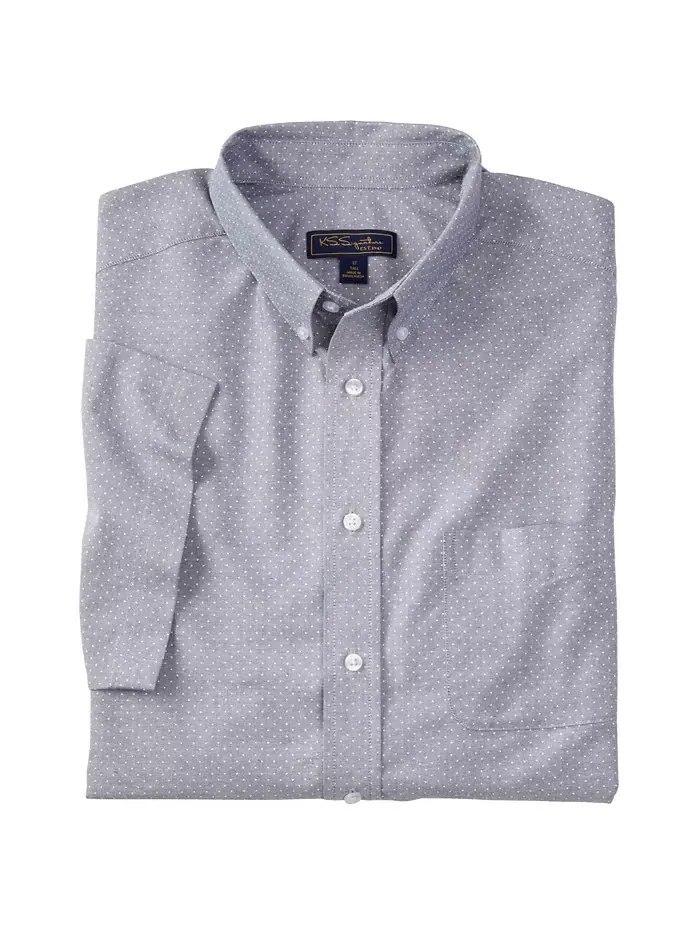 Мужская немнущаяся короткорукавная рубашка Oxford Dress Shirt KingSize — изображение 1 из 3, классический синий