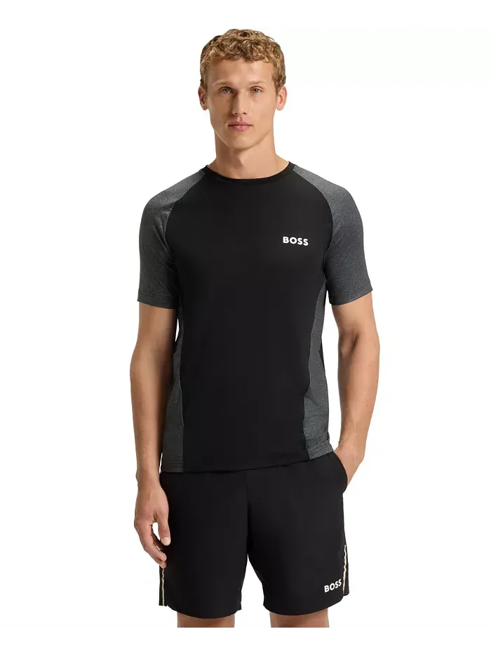 Мужская футболка Slim-Fit из сетчатого джерси Hugo Boss — изображение 1 из 4, черный