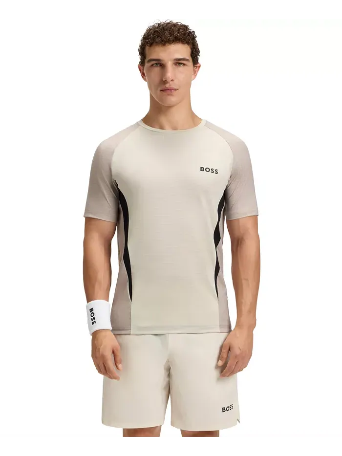 Мужская футболка Slim-Fit из сетчатого джерси Hugo Boss — изображение 1 из 5, белый