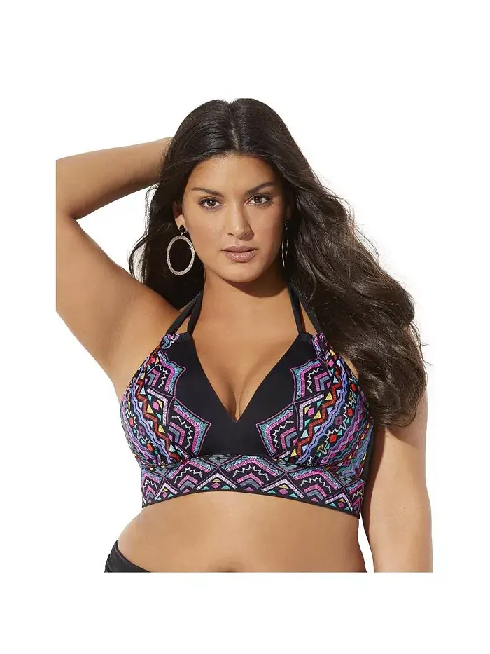 Женский топ-бикини с петлей и завязками на шее Loop Strap Halter Swimsuits for All — изображение 1 из 2, мульти