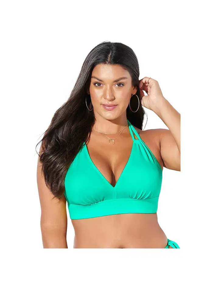 Женский топ-бикини с петлей и завязками на шее Loop Strap Halter Swimsuits for All — изображение 1 из 2
