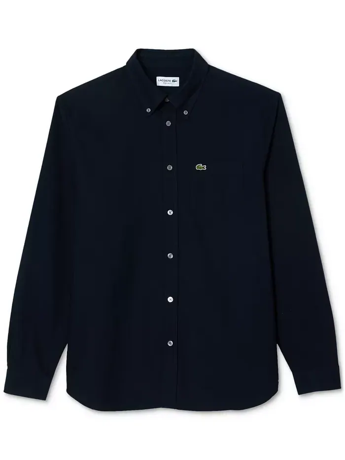 Рубашка Lacoste, мужская, оксфордская, классический крой — изображение 1 из 3, темно-синий