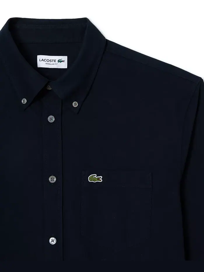 Рубашка Lacoste, мужская, оксфордская, классический крой — изображение 3 из 3, темно-синий