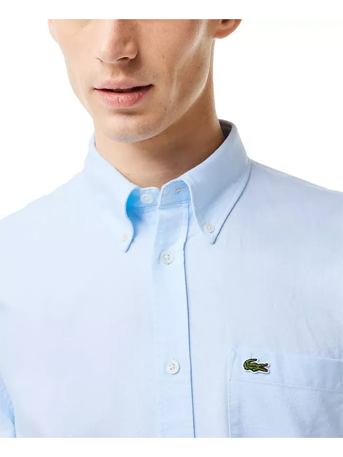 Рубашка Lacoste, мужская, оксфордский стиль — изображение 3 из 4, белый