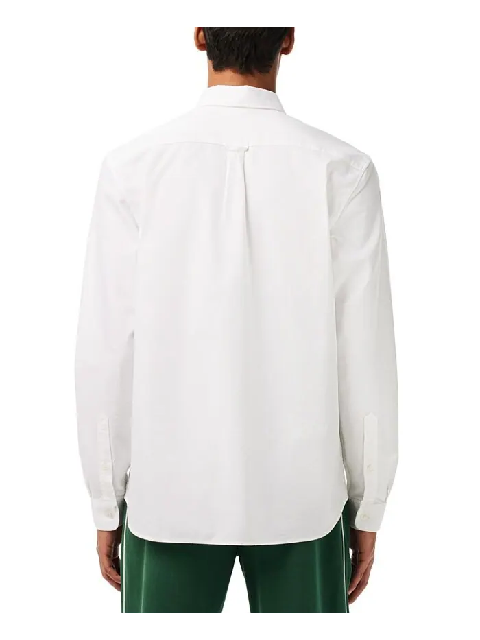 Рубашка Lacoste, мужская, тканая оксфордская, с длинными рукавами — изображение 2 из 3, белый