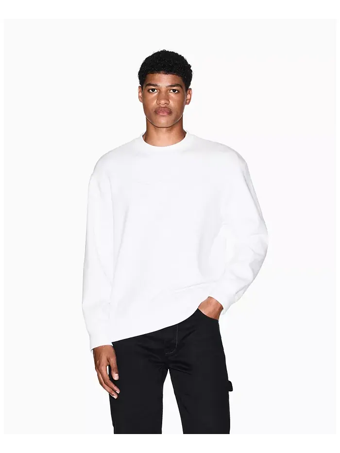Мужская толстовка Tonal Grid Box Crewneck A|X Armani Exchange — изображение 1 из 5, бежевый/бежевый