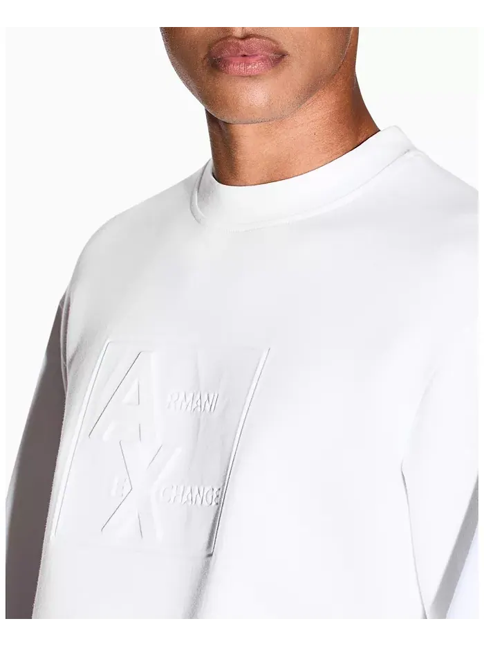 Мужская толстовка Tonal Grid Box Crewneck A|X Armani Exchange — изображение 2 из 5, бежевый/бежевый