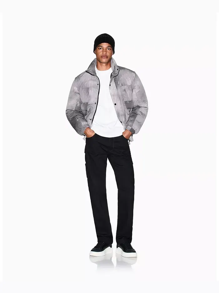 Мужская толстовка Tonal Grid Box Crewneck A|X Armani Exchange — изображение 3 из 5, бежевый/бежевый