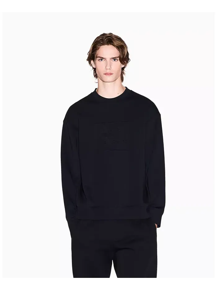 Мужская толстовка Tonal Grid Box Crewneck A|X Armani Exchange — изображение 1 из 5, черный