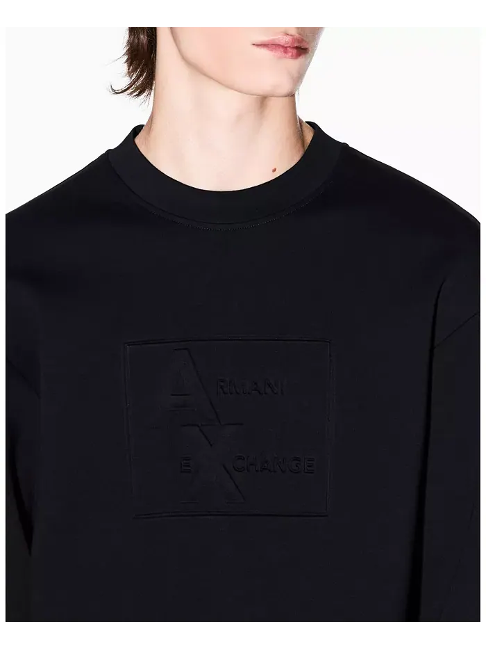 Мужская толстовка Tonal Grid Box Crewneck A|X Armani Exchange — изображение 3 из 5, черный