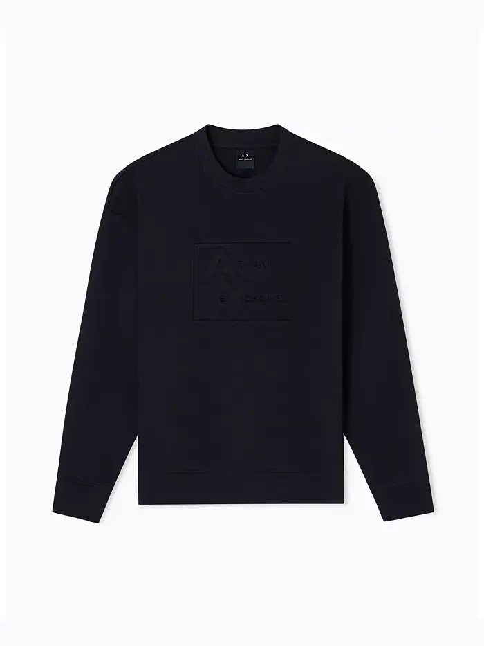 Мужская толстовка Tonal Grid Box Crewneck A|X Armani Exchange — изображение 5 из 5, черный