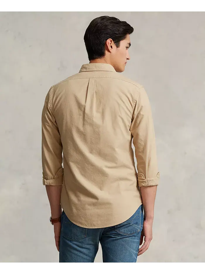 Мужская оксфордская рубашка с предварительной окраской ткани Polo Ralph Lauren — изображение 4 из 4, бежевый/бежевый
