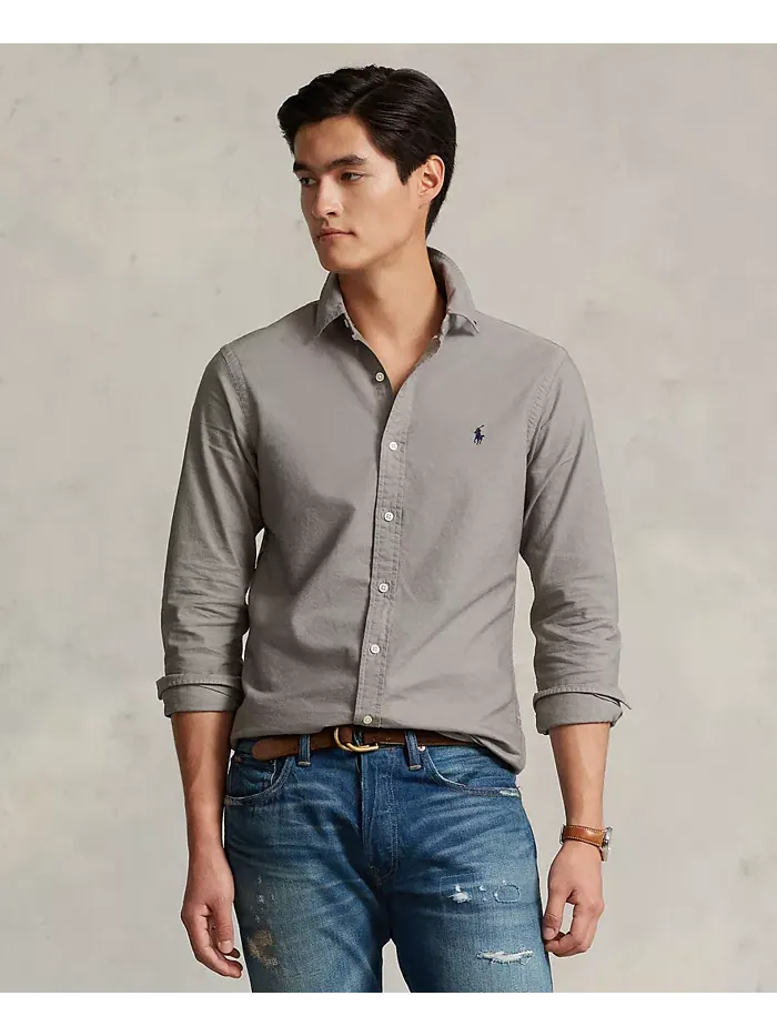 Мужская оксфордская рубашка с предварительной окраской ткани Polo Ralph Lauren — изображение 1 из 4, серый