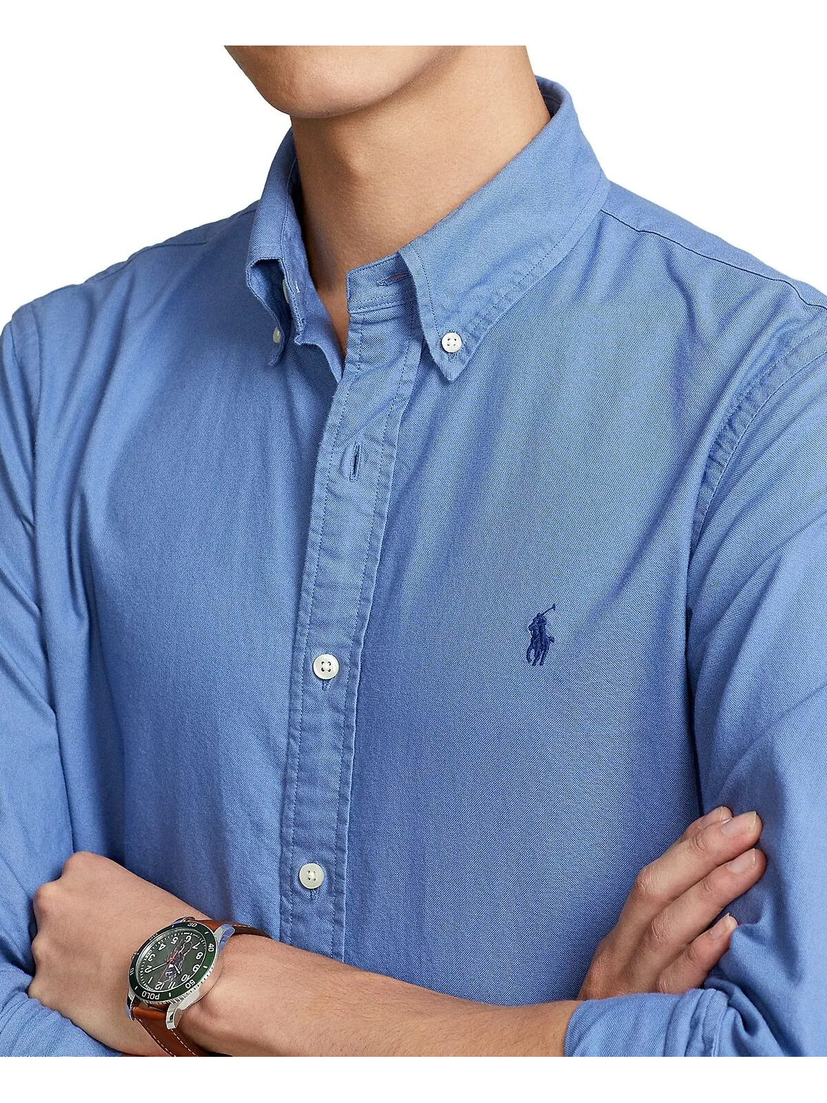 Мужская оксфордская рубашка, окрашенная в готовом виде Polo Ralph Lauren — изображение 4 из 7, синий