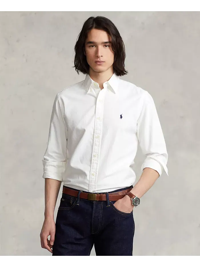 Мужская оксфордская рубашка с предварительной окраской ткани Polo Ralph Lauren — изображение 1 из 4, белый