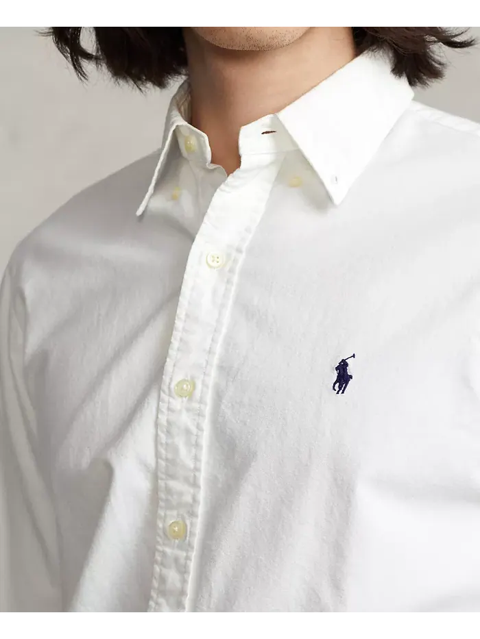 Мужская оксфордская рубашка с предварительной окраской ткани Polo Ralph Lauren — изображение 3 из 4, белый