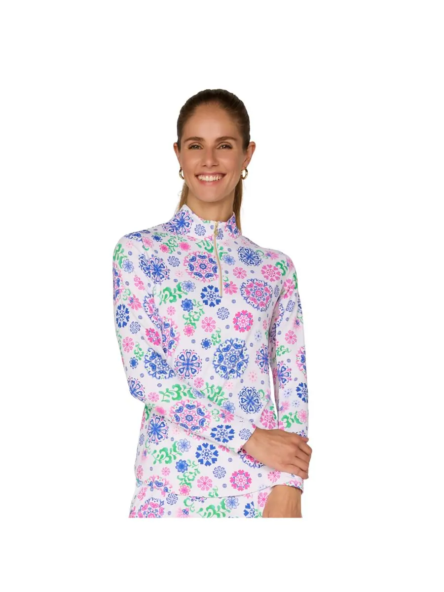 Топ с длинными рукавами и воротником-стойкой от G Lifestyle G Lifestyle Clothing, Carib.turq
