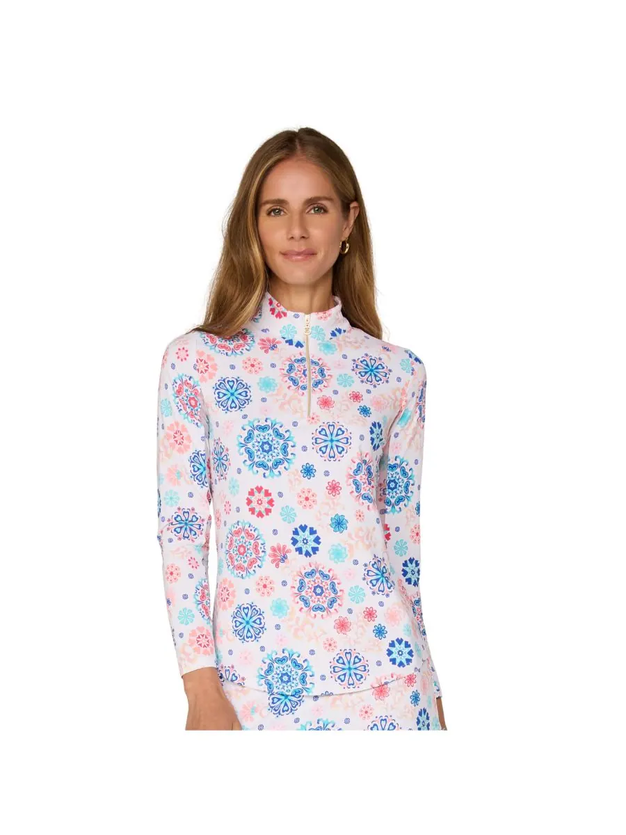Топ с длинными рукавами и воротником-стойкой от G Lifestyle G Lifestyle Clothing, Coral medallion