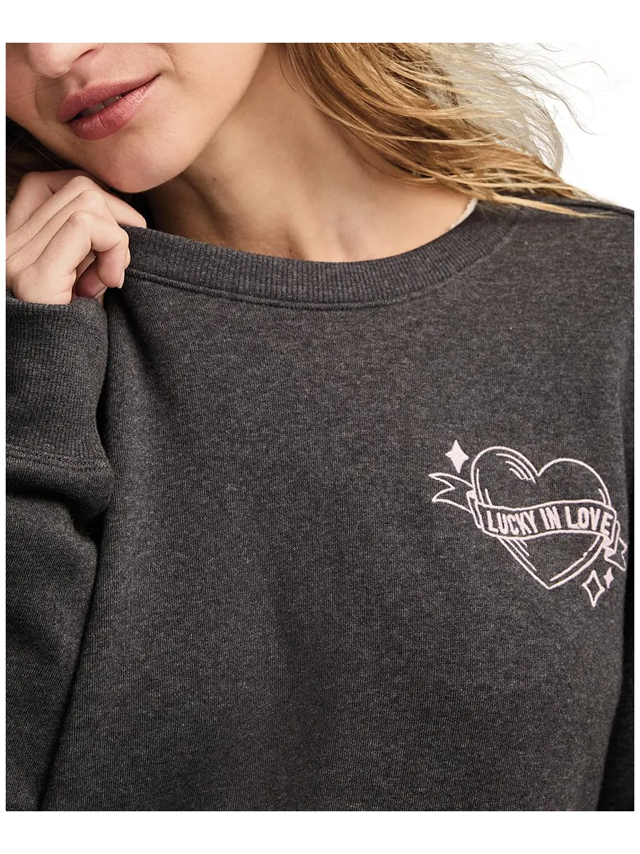 Женская толстовка с круглым вырезом ко Дню святого Валентина Lucky Brand — изображение 4 из 5, темно-серый серый
