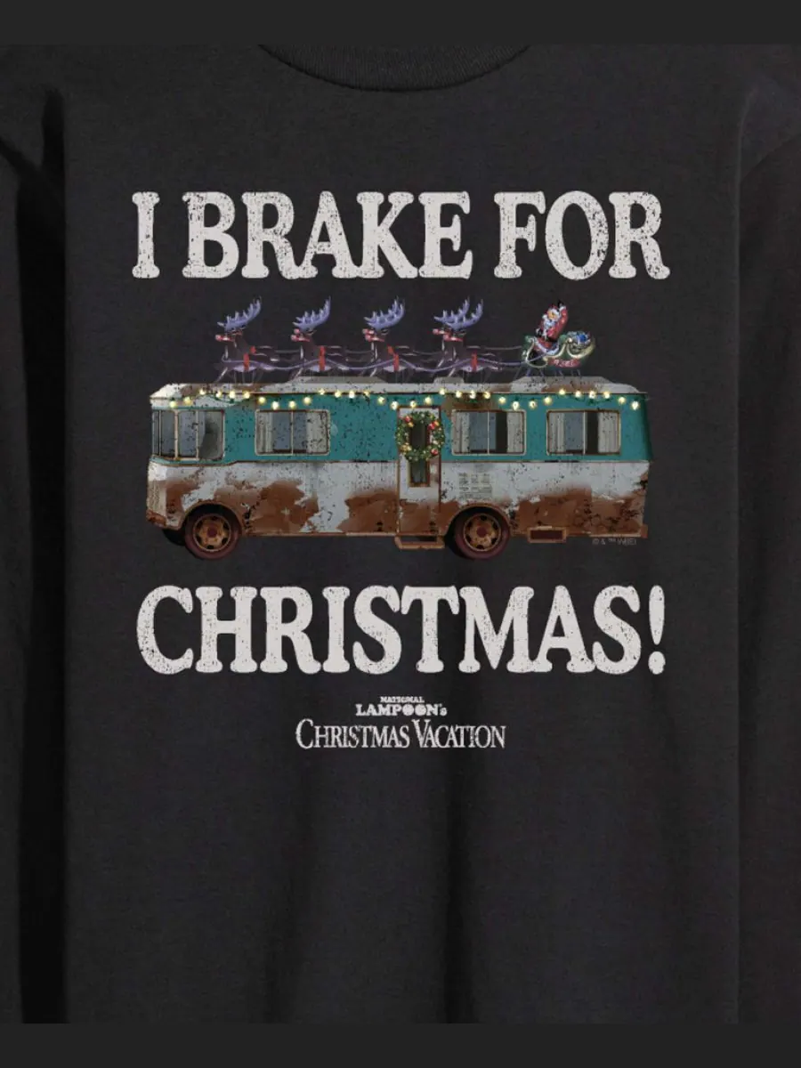 Мужская футболка с длинными рукавами и графическим принтом "I Brake For Christmas" AIRWAVES — изображение 2 из 3, черный