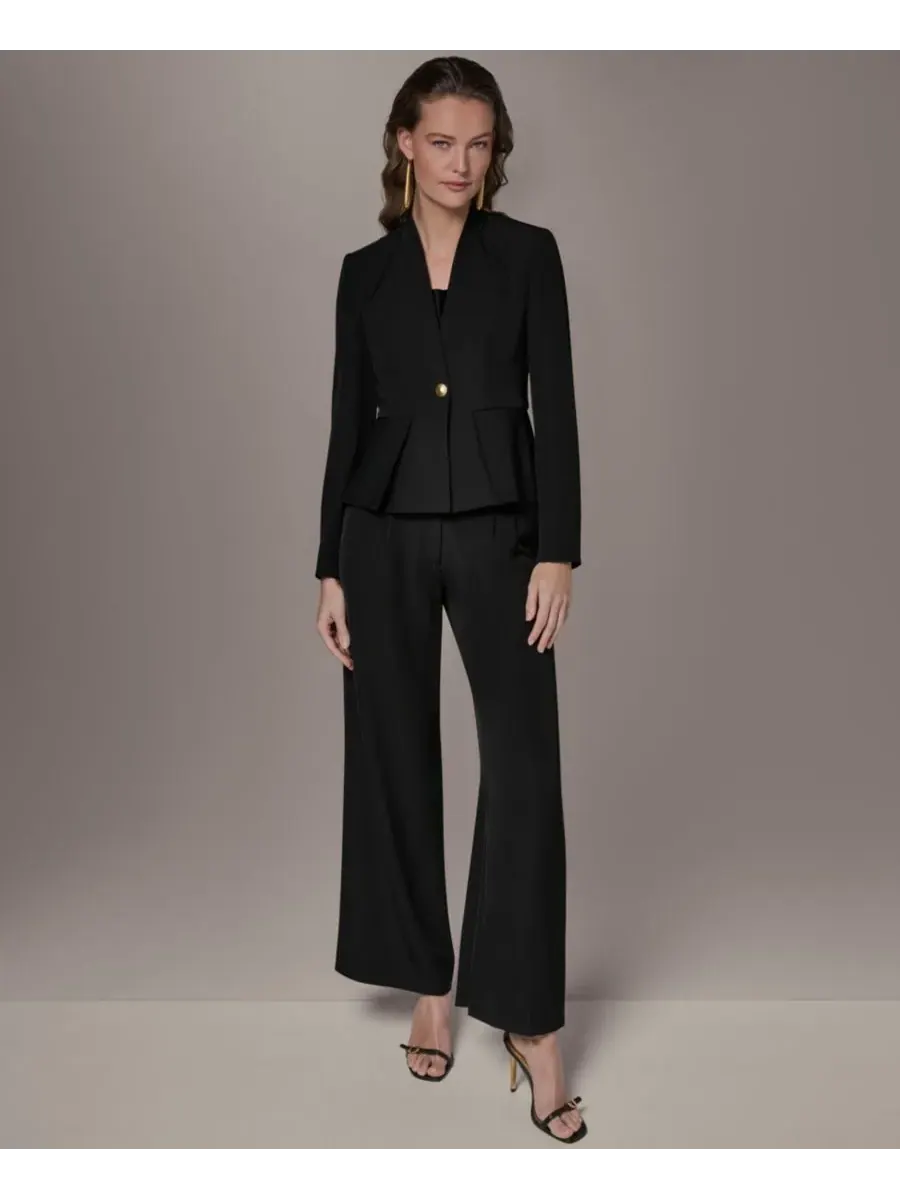 Небольшая куртка без воротника на одной пуговице Donna Karan New York — изображение 1 из 10, черный