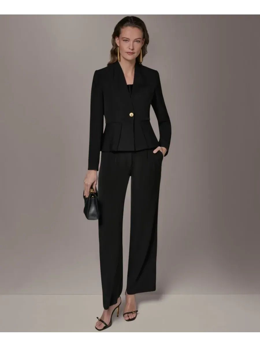 Небольшая куртка без воротника на одной пуговице Donna Karan New York — изображение 4 из 10, черный