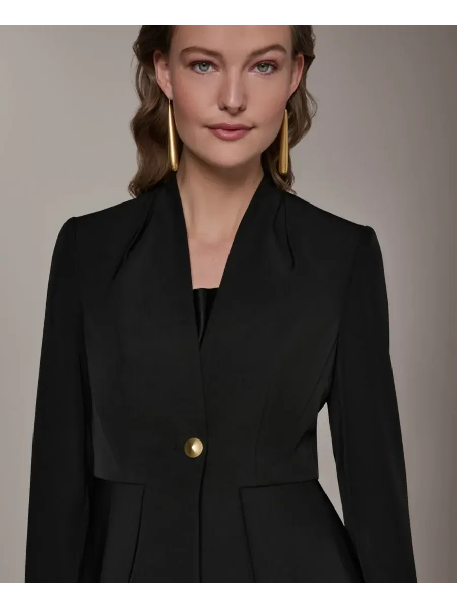 Небольшая куртка без воротника на одной пуговице Donna Karan New York — изображение 6 из 10, черный