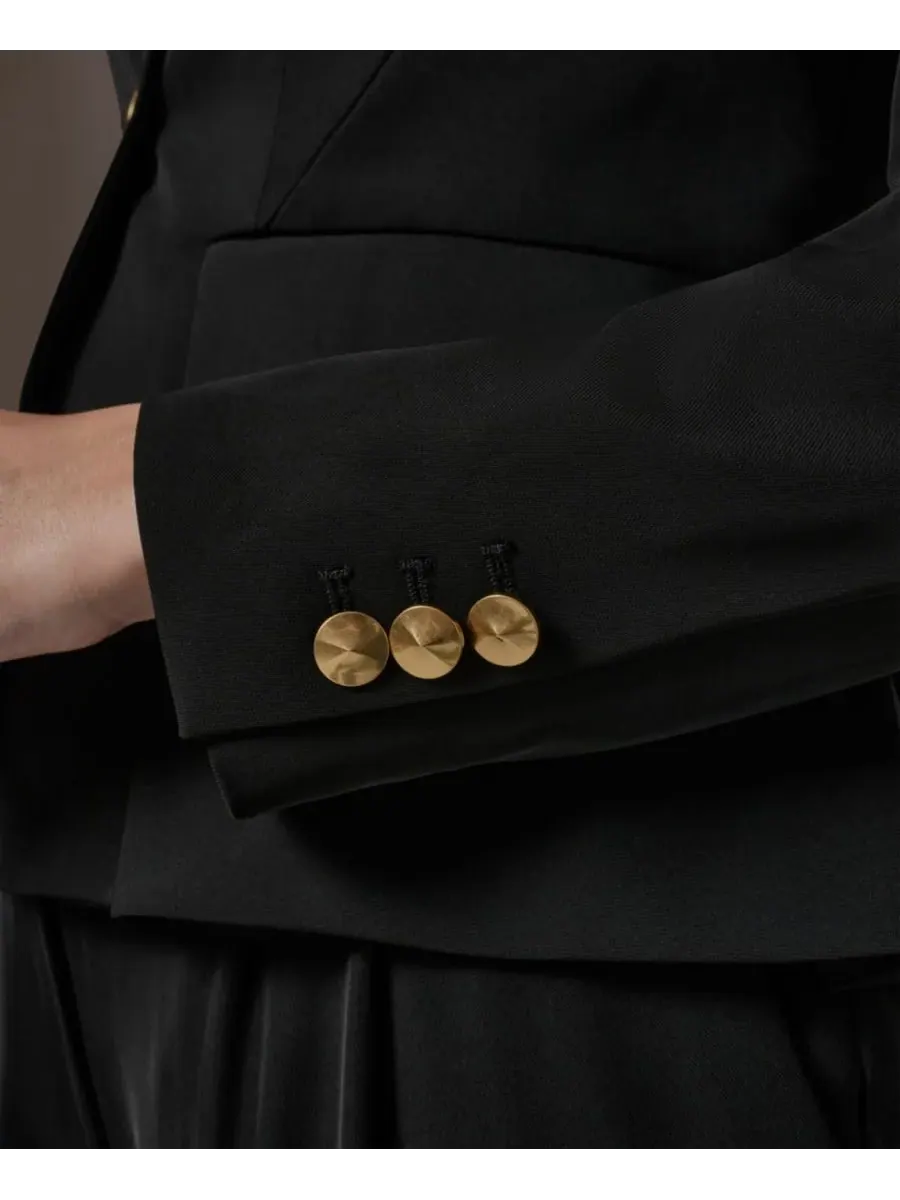 Небольшая куртка без воротника на одной пуговице Donna Karan New York — изображение 7 из 10, черный