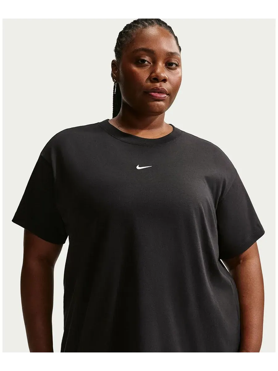 Спортивная футболка больших размеров с коротким рукавом оверсайз Nike — изображение 1 из 5, черный/белый
