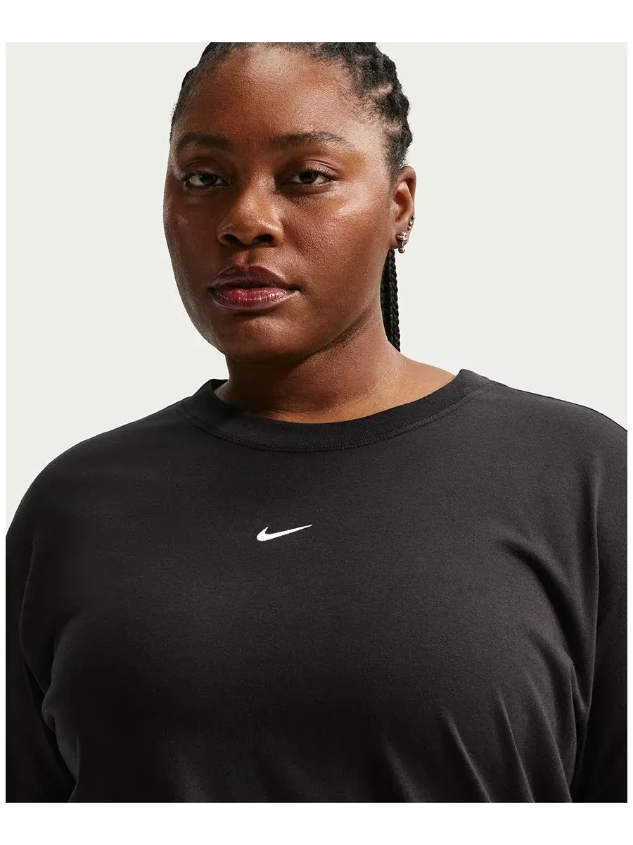 Спортивная футболка больших размеров с коротким рукавом оверсайз Nike — изображение 3 из 5, черный/белый
