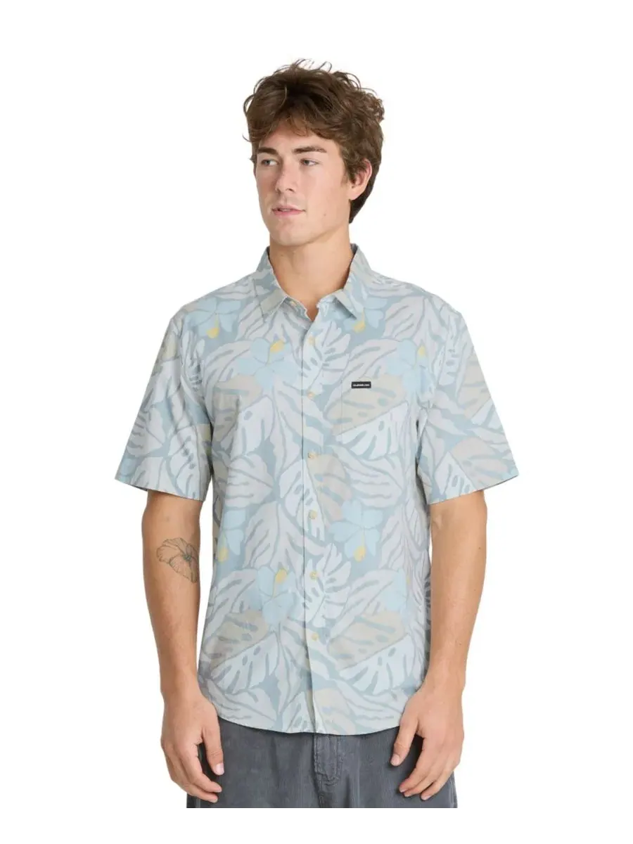 Мужская рубашка с коротким рукавом с тропическим принтом Palm Breeze Classic Quiksilver, Peyote — изображение 1 из 5