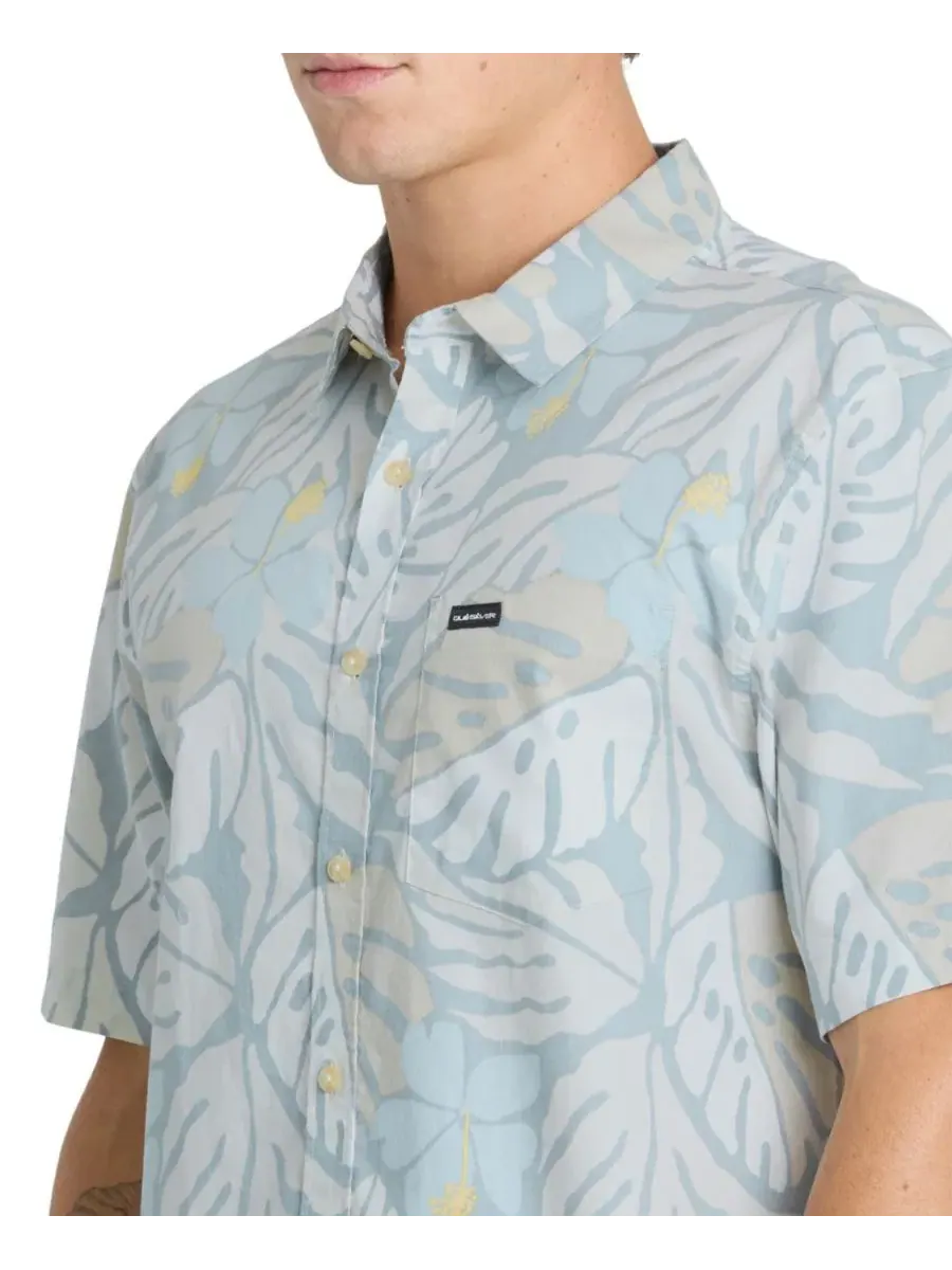 Мужская рубашка с коротким рукавом с тропическим принтом Palm Breeze Classic Quiksilver, Peyote — изображение 4 из 5