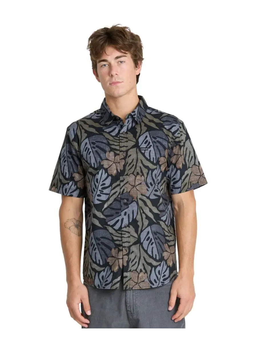Рубашка с коротким рукавом с тропическим принтом Palm Breeze Classic Quiksilver — изображение 1 из 5, виноградный