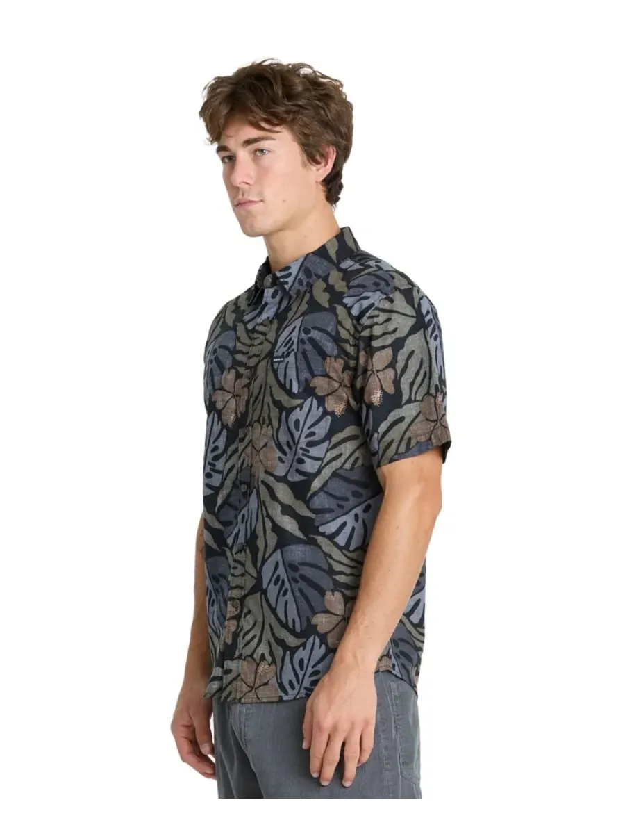 Рубашка с коротким рукавом с тропическим принтом Palm Breeze Classic Quiksilver — изображение 3 из 5, виноградный