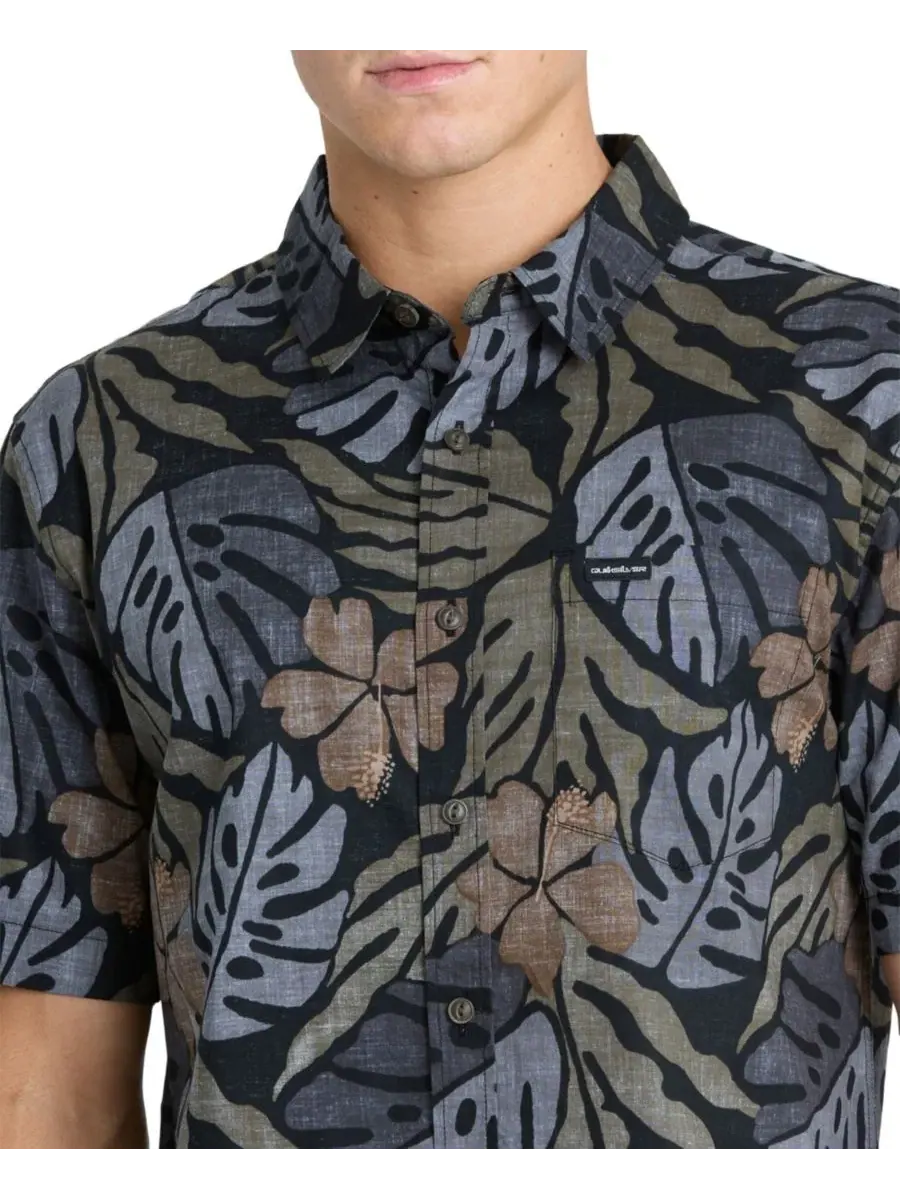 Рубашка с коротким рукавом с тропическим принтом Palm Breeze Classic Quiksilver — изображение 4 из 5, виноградный
