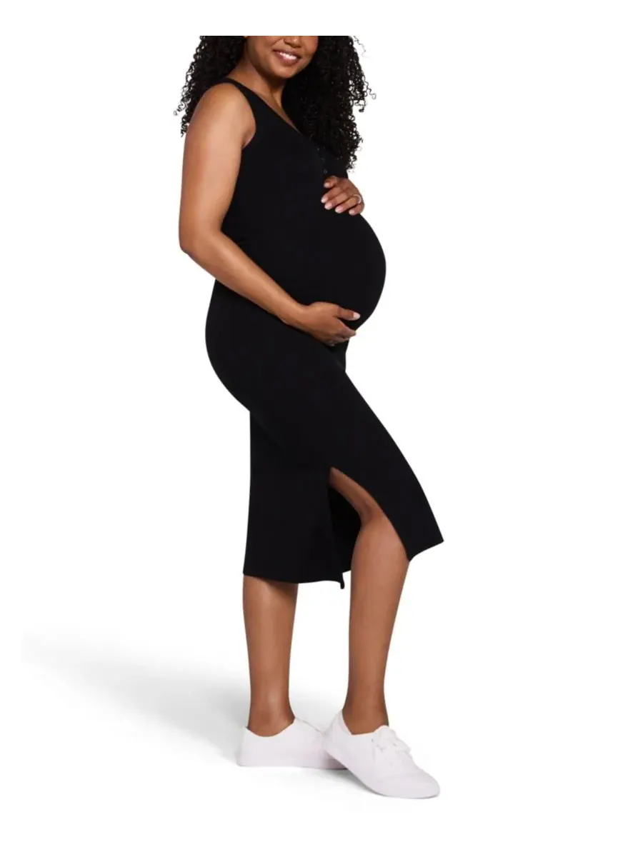 Платье-миди без рукавов с открытой спиной для беременных Motherhood Maternity — изображение 4 из 4, черный