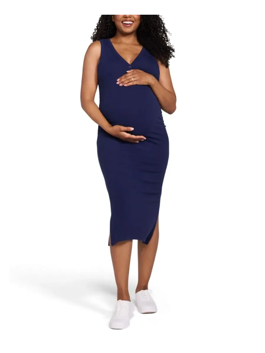 Платье-миди без рукавов с открытой спиной для беременных Motherhood Maternity, Peacoat