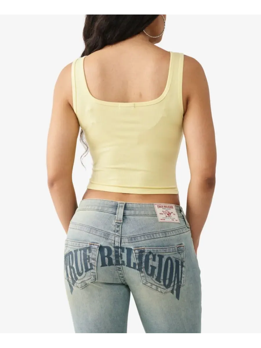 Женская майка в рубчик с кристаллическим принтом True Religion — изображение 3 из 3, желтый