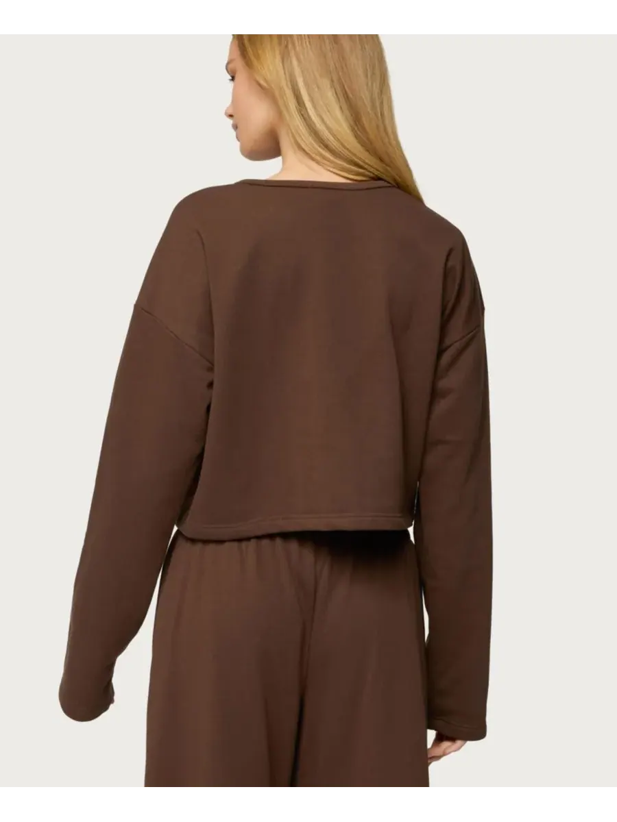 Женская толстовка Binah Oversized из французского махрового трикотажа на пуговицах Edikted — изображение 2 из 5, коричневый